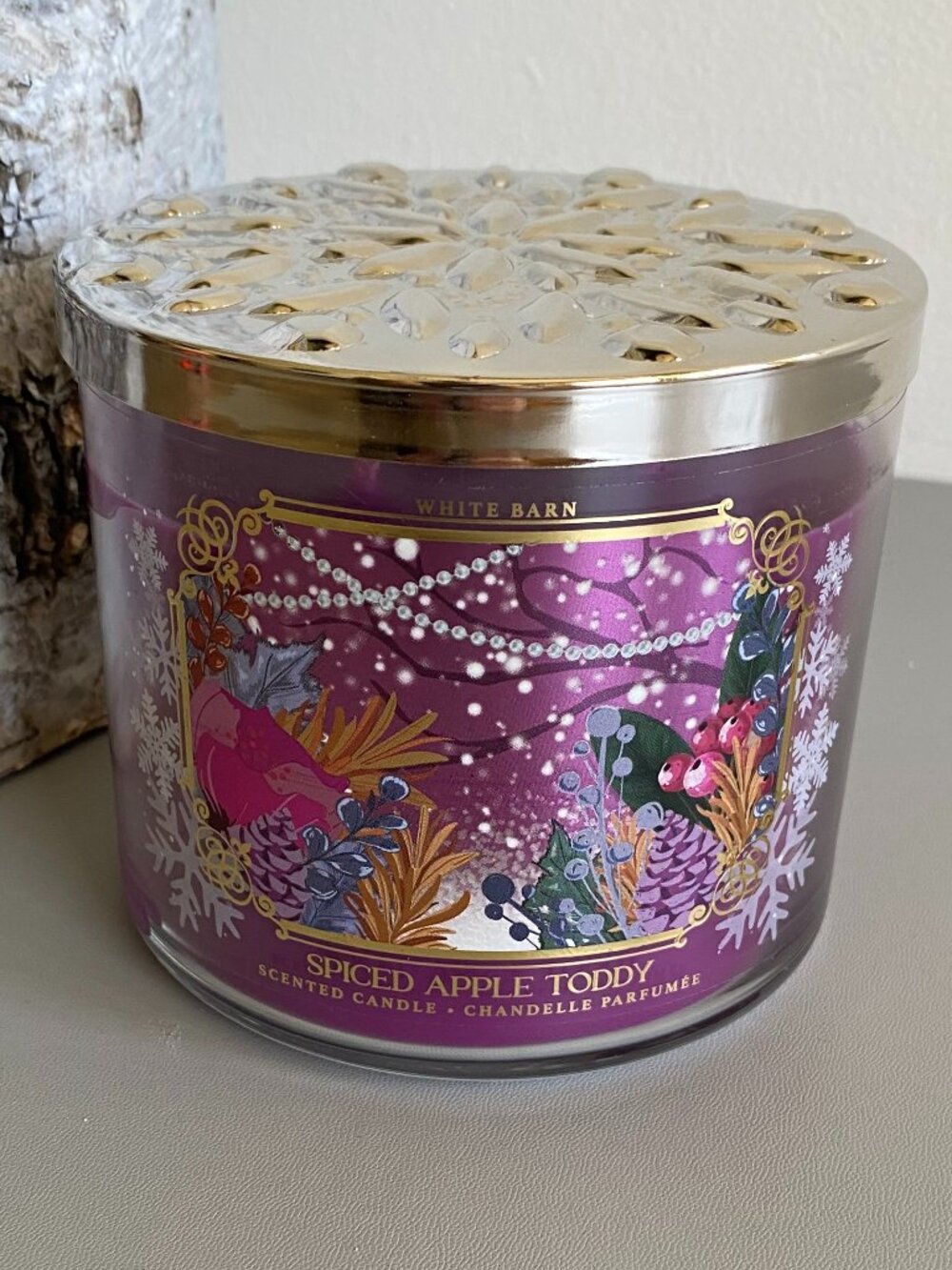 Bath & Body Works White Barn Spiced Apple Toddy 3 Wick Candle 14.5 oz NEW
